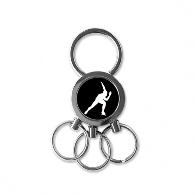 Deporte patinaje negro silueta De acero inoxidable Anillo de metal llavero llavero clip auto regalo
