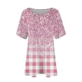 thumbnail image 2 of TQWQT Plus Size Womens Tops Sexy Summer Short Sleeve Tee Shirt Tops Floral Print T-Shirt Crewneck Tunic Shirts Loose Fit Casual Trendy Tunics Pink 3XL, 2 of 4