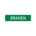 thumbnail image 1 of Braden Boys Children Name Letter Printed Indoor Outdoor Unique Wall Novelty Plaque Decoration Label Aluminum Metal Sign 4"x13.5", 1 of 1
