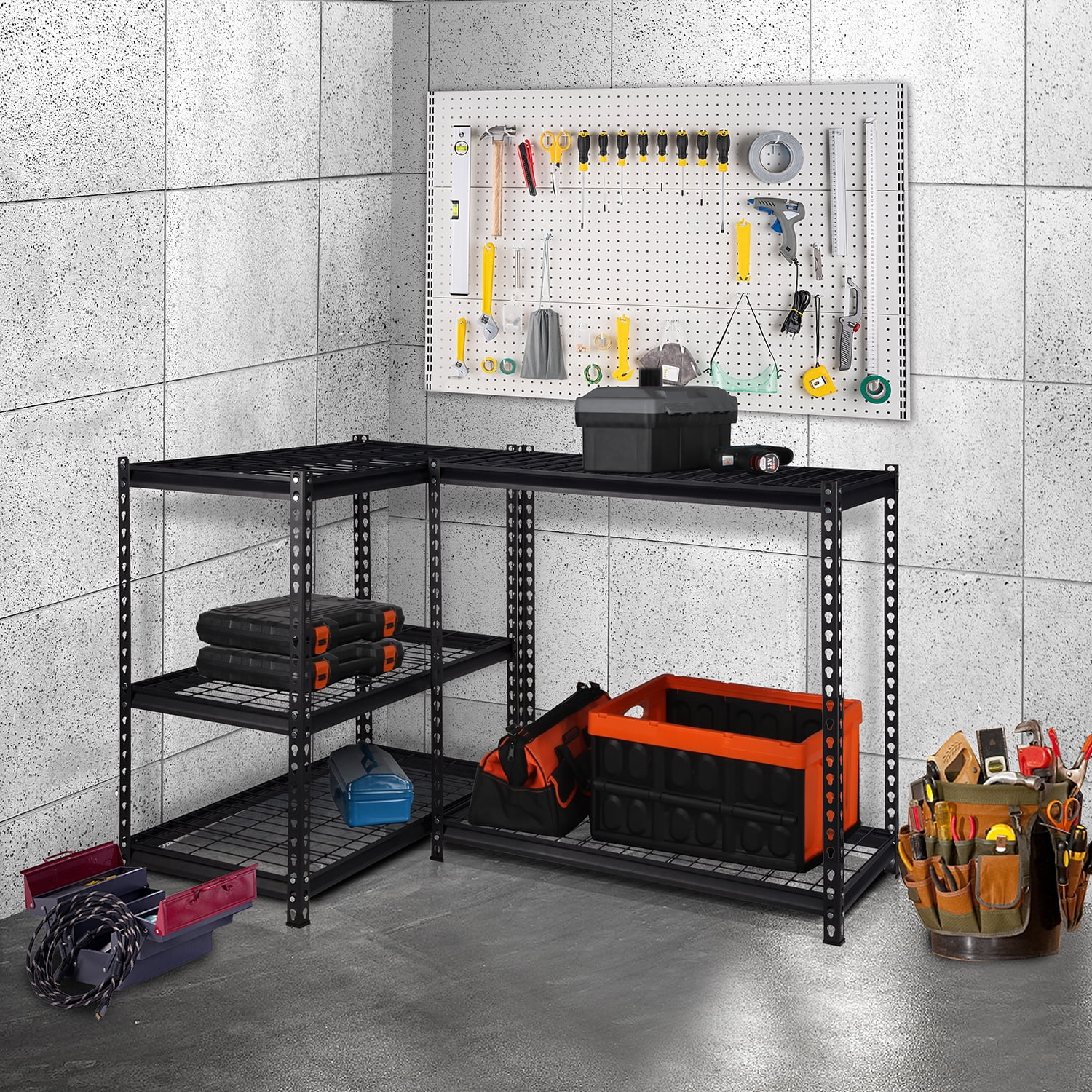 Pachira 36"W x 18"D x 72"H 5-Shelf Steel Shelving, Black