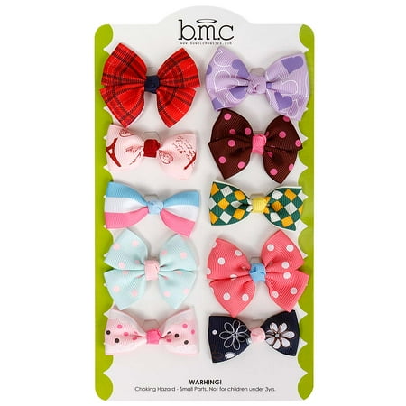 Bundle Monster 10 Pc Baby Girls Bow Ribbon Elastic Band Hair Tie