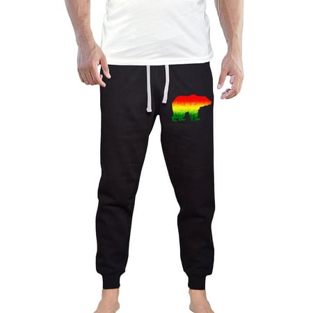 Men's Rasta Bear KT B1222 Black Fleece Gym Jogger Sweatpants Small Black