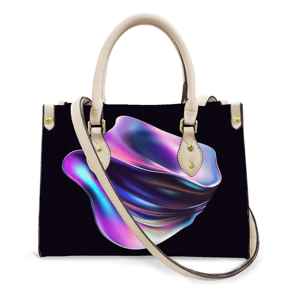 Purse Tote Bag for Women Leather Handbag, Satchel Shoulder Crossbody Top Handle Bags for Work Travel, 3D chrome shape , WHITE
