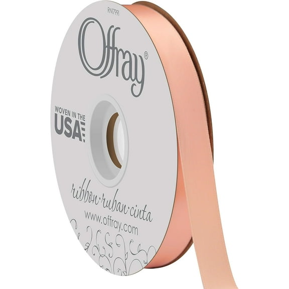 Berwick-Offray Double Faced Satin Ribbon #5 (7/8") 20 Yards, Petal Peach