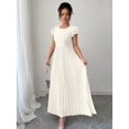 thumbnail image 5 of Apricot Women Ruffle Sleeve Pleated Maxi Dress With Scoop Neck And Relaxed Fit, 5 of 6