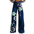 thumbnail image 2 of Women's Casual Pants 2025 New Summer Flower Wide Leg Pants Lightweight And Loose Casual Colorful Pants Imitation Jeans,Blue Women's Casual Pants XXL, 2 of 4