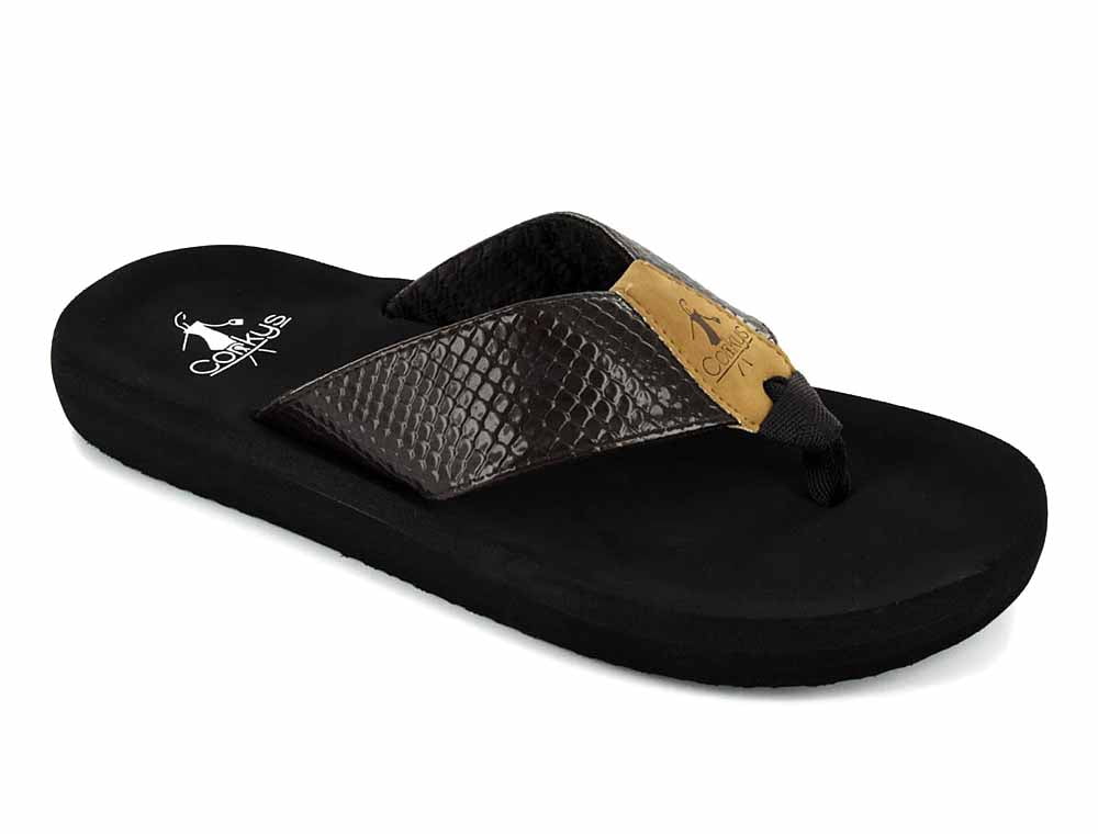 Corkys Womens Royal Flip Flop Sandal (Black, 7)