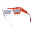 thumbnail image 4 of Funky 80s Asymmetrical Rectangle Thick Plastic Horn Rim Arm Sunglasses Red Clear - Black, 4 of 4