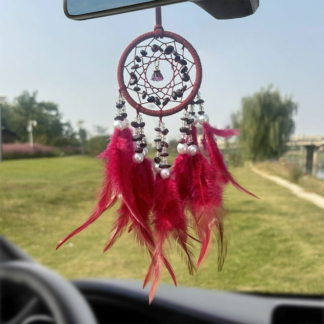 High Grade Crystal Stones Car Pendant Exquisite Car Interior Decorative Feathers Dreames Catcher Wind Chime Wall Decorative Pendant