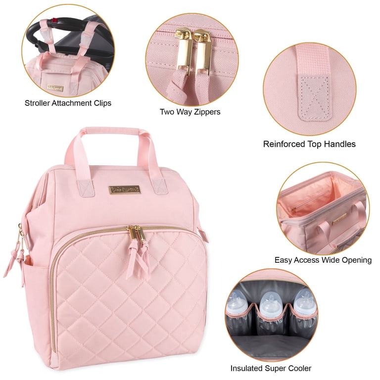Baby Essentials Diaper Bag Backpack Tote, 2-Piece, Pink photo 4
