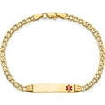 thumbnail image 3 of 10K Yellow Gold Semi-Solid Medical Red Enamel Cuban Link Id Bracelet (Width 5.5) (Length 7) - Jbsp, 3 of 5
