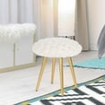 thumbnail image 5 of Adeco  Round Velvet Ottoman Foot Rest Stool White, 5 of 7