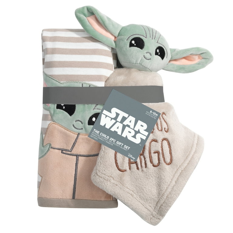 Lambs Ivy Star Wars Mandalorian Baby Yoda Wearable Blanket Lovey Gift Set 2pc