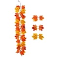 thumbnail image 3 of DefiDgd Artificial Maple Leaf Garland,Reusable Faux Fall Vine Decor,Autumn Hanging Greenery Vine for Thanksgiving Halloween Wall Fireplace Table Front Door Home Decor(J), 3 of 8
