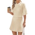 thumbnail image 3 of Women 2 Pieces Knit Set Half Sleeve Pullover Sweater and Mini Skirt Matching Sets, 3 of 7