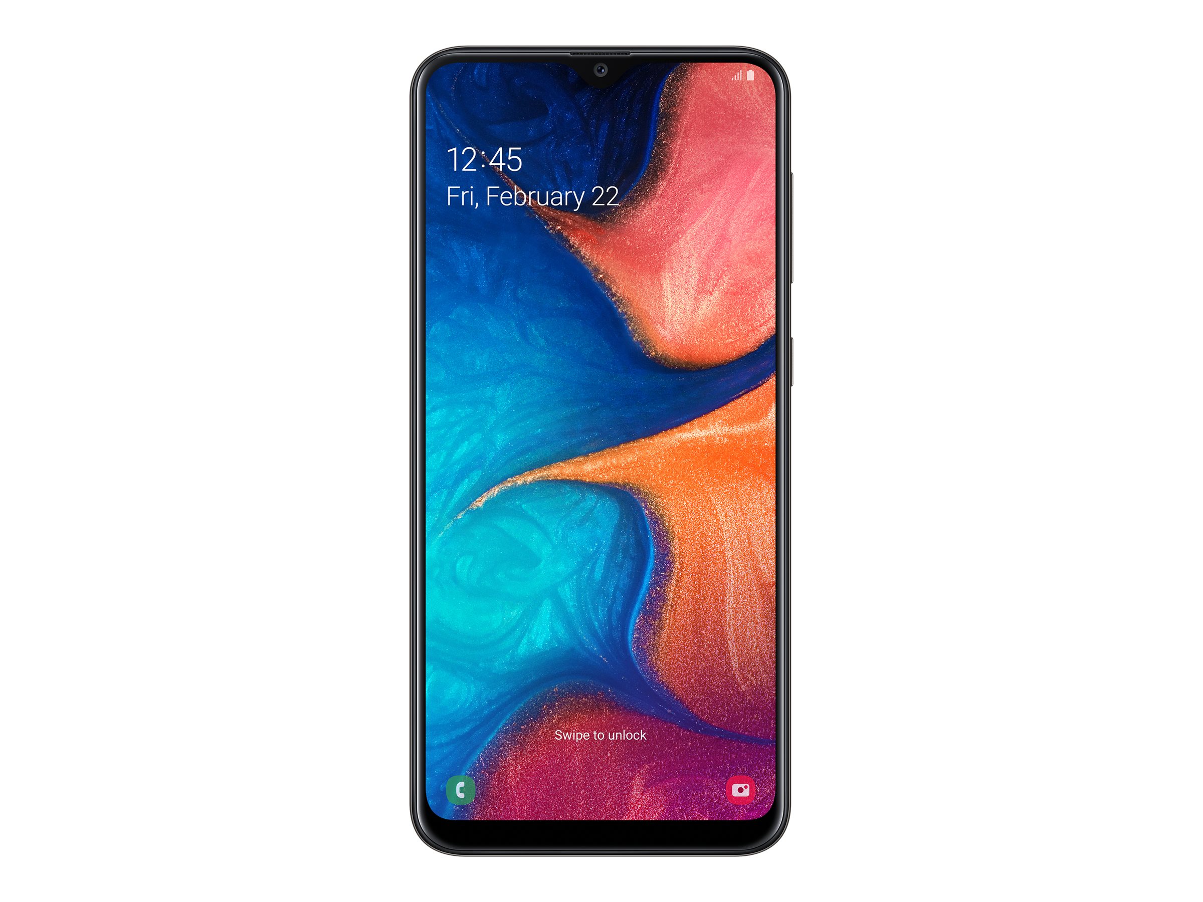 Samsung Galaxy A20 - 4G smartphone - RAM 3 GB / Internal Memory 32 GB - microSD slot - OLED display - 6.4" - 1560 x 720 pixels - 2x rear cameras 13 MP, 5 MP - front camera 8 MP - Total Wireless - black