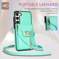 thumbnail image 3 of Crossbody Strap for Samsung Galaxy S23 Wallet Case with Card Holder, Flip PU Leather for Samsung Galaxy S23 Case Stand Zipper Purse Protective Phone Case for Women Girls - Mint, 3 of 7