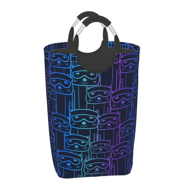 Waterproof Collapsible Laundry Hamper, Animal Face Graffiti Aluminum Handle Laundry Bag Storage Basket, 50L