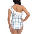 thumbnail image 3 of Dotted Grid With Red One Shoulder Ruffle Swimsuits One Piece Swimsuit Women Swimwear Beach Bathing Wear School Grid Paper Blue, 3 of 5