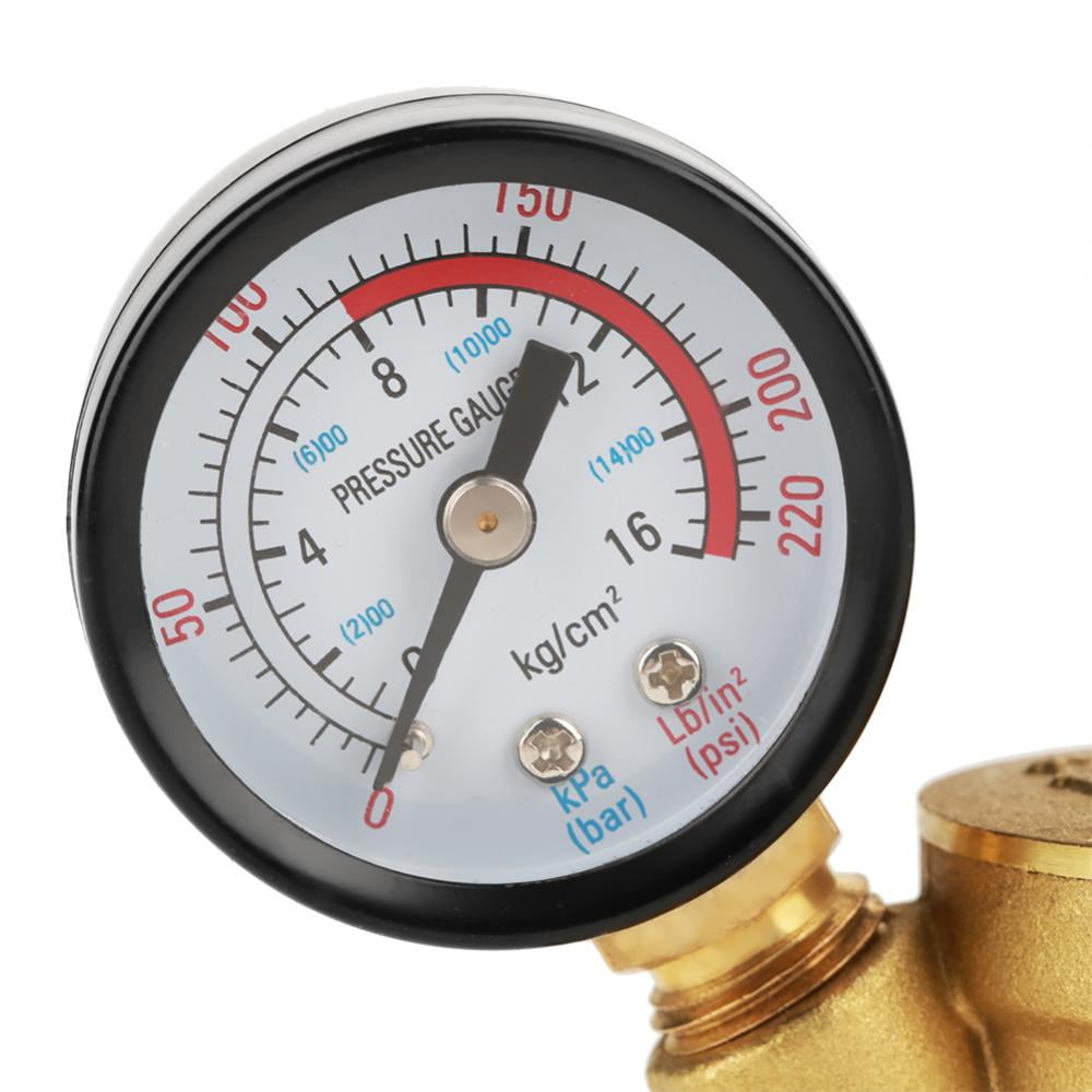 Water Pressure Regulator Valve DN25 Brass Adjustable Water Pressure Reducing Regulator Reducer+Gauge Meter