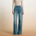 thumbnail image 6 of YTCAMLO Straight Leg Jeans for Women Classic Stretchy Relaxed Fit Denim Pants with Pockets Baggy High Waisted Trousers, 6 of 9