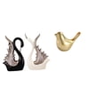 thumbnail image 1 of Elegante colección de esculturas de cerámica con forma de cisne y pájaro dorado para decoración del hogar, la oficina, el aniversario, el estante o la, 1 of 8