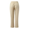 thumbnail image 6 of EDFBUYKRS Female Women Pants Casual Linen Pants Women Petite Short Length Women's Spring and Summer and Linen Solid Color Casual Stitching Wide-Leg Trousers Loose Pocket Straight-Leg Pants Xxl, 6 of 8