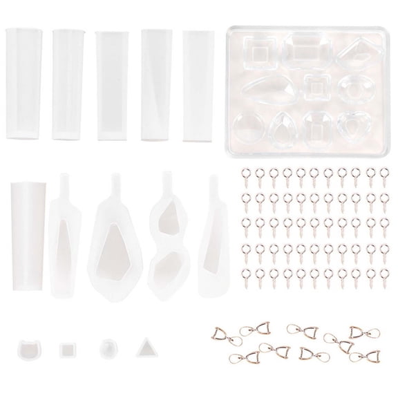 CaiTeLin Resin Mold Kit, 125 Pcs DIY Jewelry Making Supplies with Pendant Molds and Connectors, Epoxy Craft Tools for Creative Art Projects