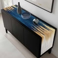 thumbnail image 5 of Blue Gold Table Runner 72 Inches Long, Modern Street Art Splatter Foil Painting Kitchen Coffee Dining Table Decoration for Home Party Birthday Wedding Home Decor 18x72 Inches, 5 of 8