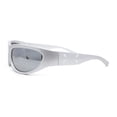 thumbnail image 3 of Classic 90s Style Sport Oval Round Plastic Sunglasses All Silver Mirror, 3 of 4