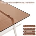 thumbnail image 3 of Rectangle Coffee Table, Tempered Glass Tabletop with White Metal Legs, Modern Table for Living Room , Brown Glass, 3 of 9