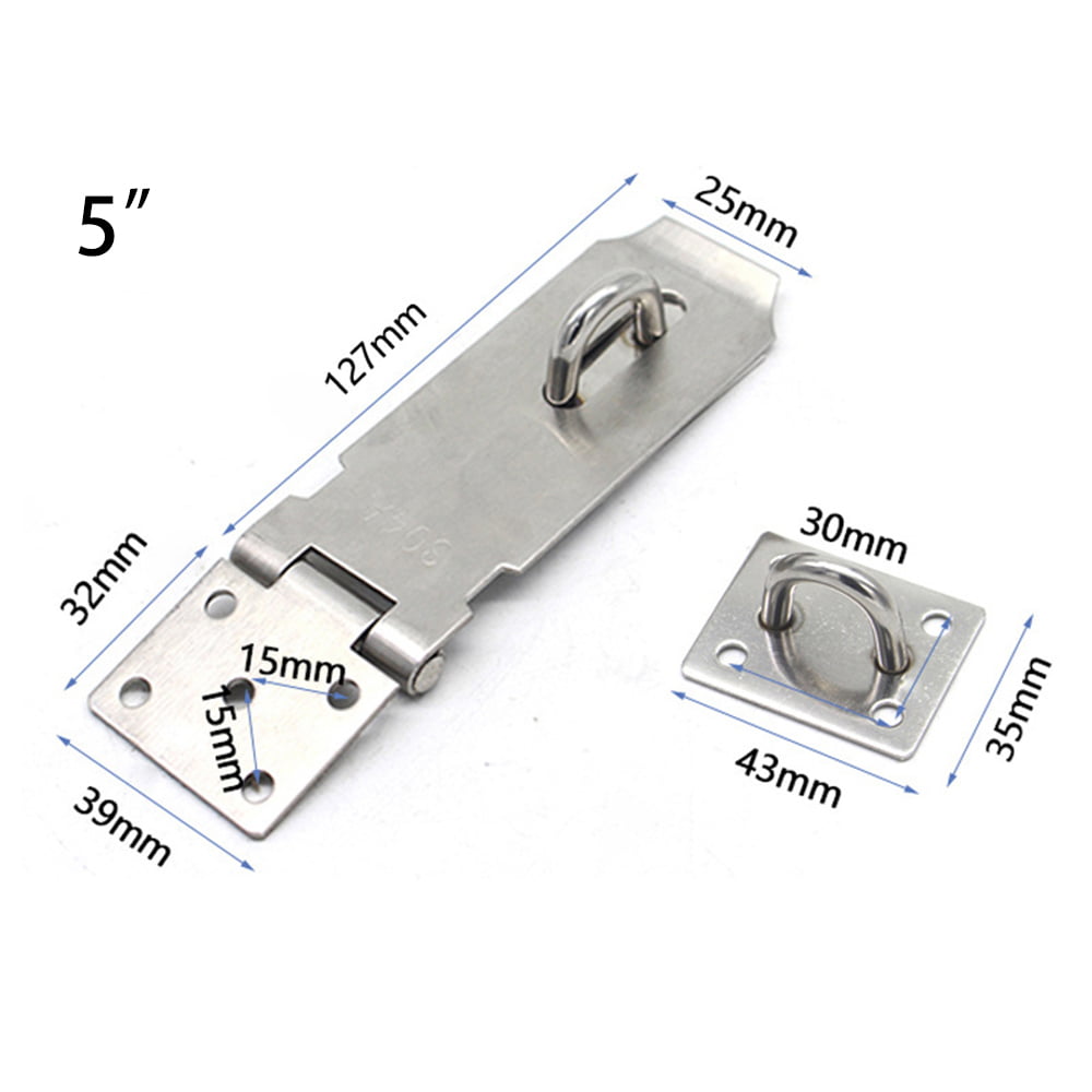3/4/5 inch Stainless Steel Safety Hasp and Staple for Gate Door Cabinet Lock US 