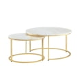 thumbnail image 3 of Ranell Gold Coffee Table - Natural Marble Top, Iron Metal Frame, Stackable Nesting Set of 2, 3 of 9