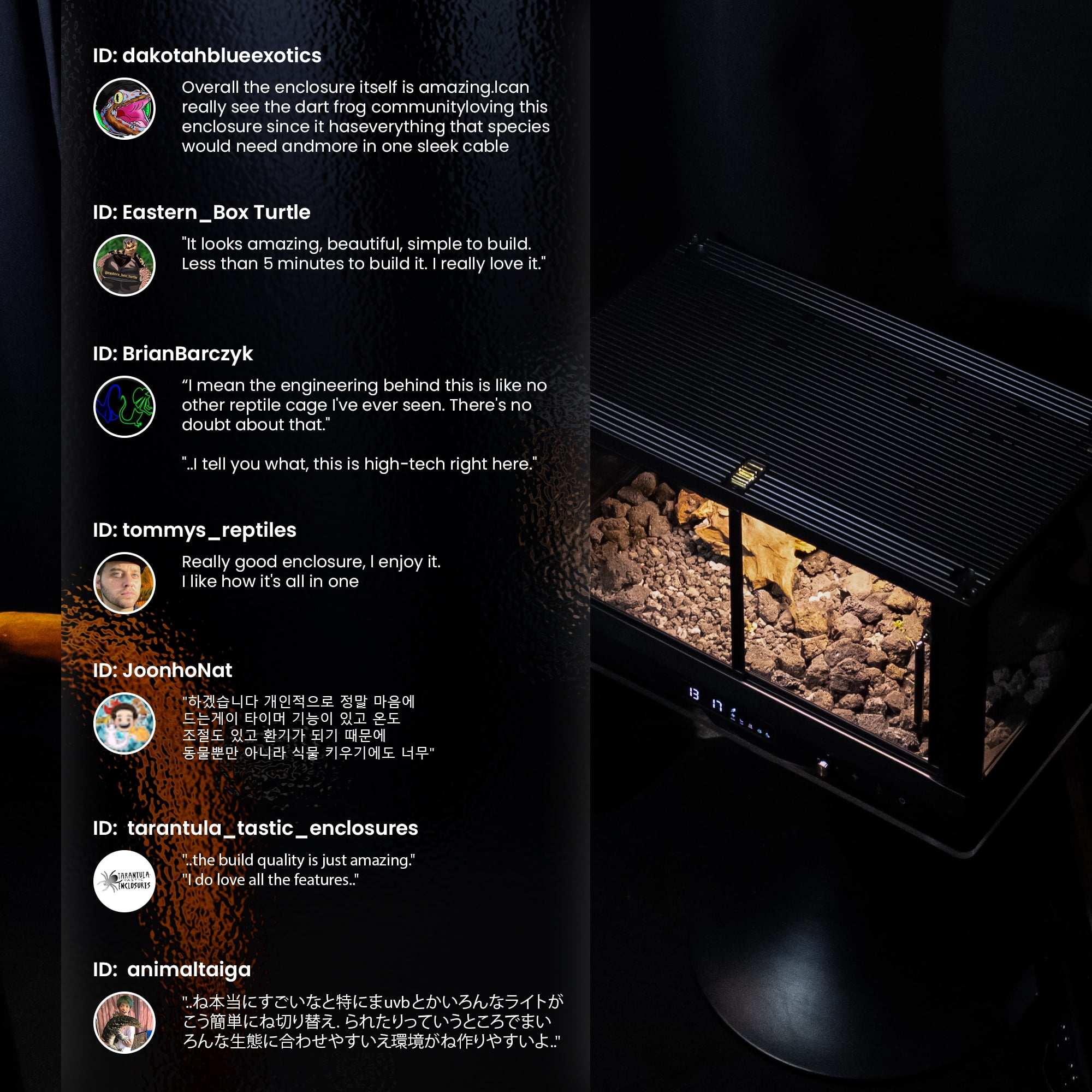 All in One Smart Reptile Tank Terrarium with LED Light Reptile Heat Pad Thermostat Tank Accessories for Reptile Enclosure Bearded Dragon Snake Lizard Habitat
