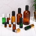 thumbnail image 5 of 30mL Roller Bottles, 3 Pack Amber Glass Essential Oil Ball Black Caps Refillable Sample Containers, Brown -, 5 of 5
