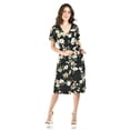 thumbnail image 5 of Vestido flores escote cruzado Roman Fashion /Juvenil, 9975 (Negro - verde) negro M, 5 of 5