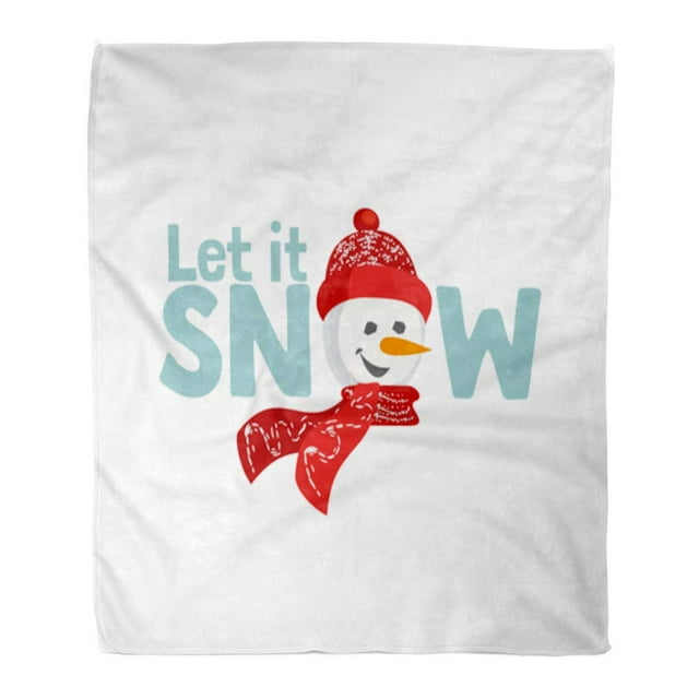 JSDART Jeter Couverture 50 X 60 Pouces Vacances Souhaits Laissez-Lui Neige Fantaisie Lettres Dessin Animé Ludique Bonhomme de Neige Balle Chaude Flanelle Couverture Douce pour Canapé-Lit