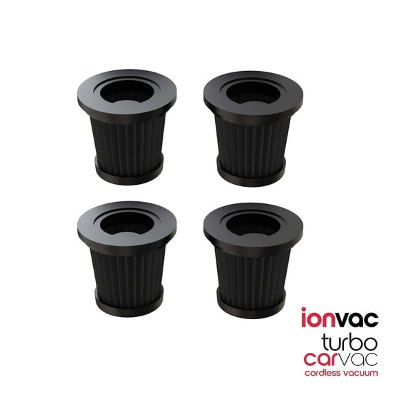 IonVac Turbo CarVac Vacuum Filter Replacement Kit, 4-Pack