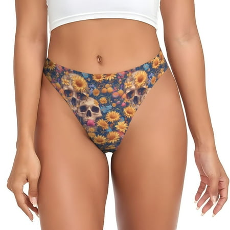 Sigee Skull daisy colorful for Women s G-String Panty  Low Rise  Soft Lace Perfect for Everyday Wear or Special Occasions-3X-Large