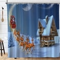 thumbnail image 2 of Christmas Shower Curtain Winter Holiday Merry Christmas Bath Curtain Cute Deer Santa Claus Bathroom Decor with 12 Hooks 72x72in, 2 of 7