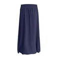 thumbnail image 5 of cocolona Skirts for Women Summer Casual Loose Elastic Waist Long Skirts Beach Vacation Pleated Flowy Skirts with Pockets Navy S, 5 of 6