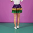 thumbnail image 5 of Women Mardi Gras Sequin Mini Skirts Ruffled Sparkly Colorful Short Skirts High Waist Shiny Glitter Carnival Skirt - Sequin Tiered Skirt Elastic Waist Glitter Ruffled Layered Mini Skirt Purple S, 5 of 6
