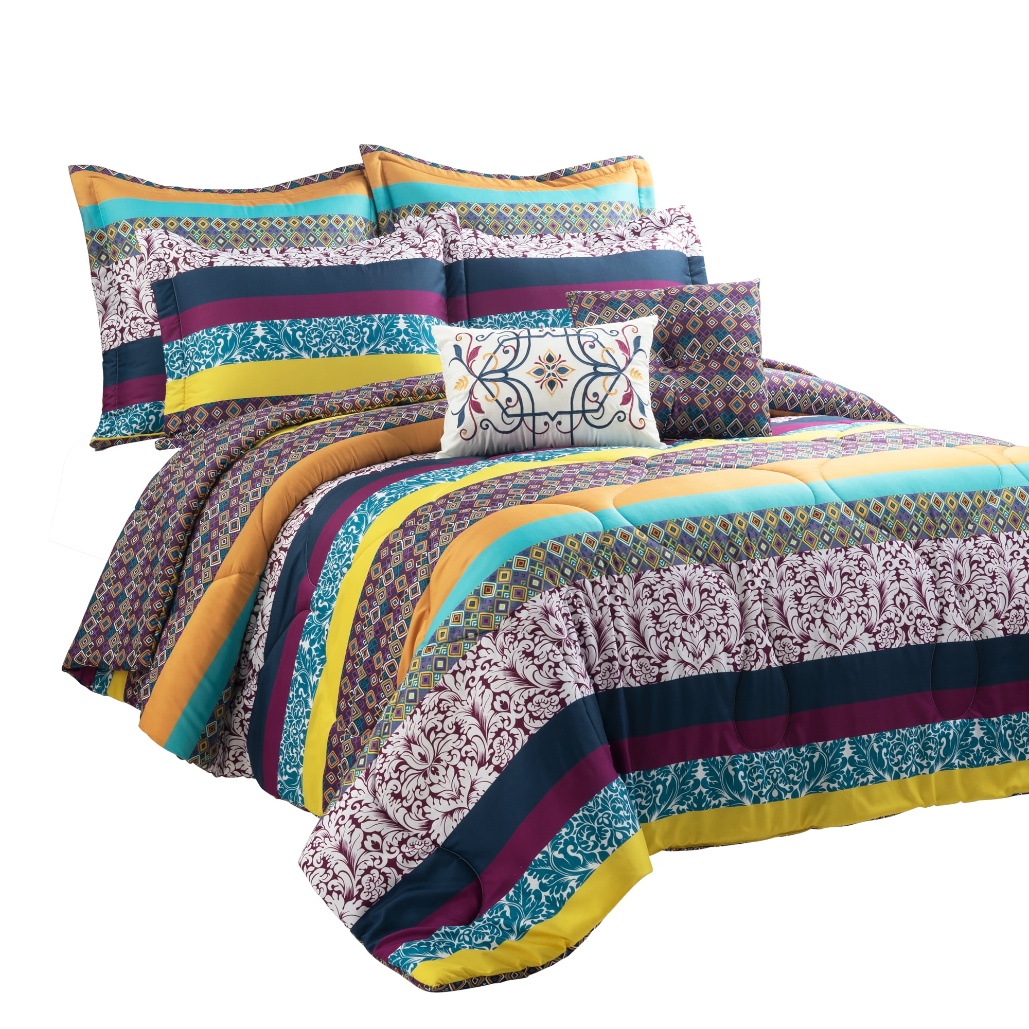 Lush Decor Boho Stripe 7-Piece Comforter Set - Walmart.com