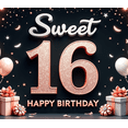 thumbnail image 3 of Yatrandify Pink Sparkle Birthday Banner Sweet 16 Celebration Decorative Design Balloon Gifts for Teen Party Girls Event, 3 of 6