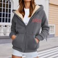 thumbnail image 2 of Bibifish Womens Graphic Fleece-Lined Hoodies "Brooklyn New York" Full Zip Hoodies Side Pockets Relaxed Fit Casual Daily Outerwear For Ladies, 2 of 5