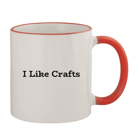 

I Like Crafts - 11oz Ceramic Colored Rim & Handle Coffee Mug Red
