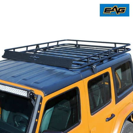 EAG Roof Rack Cargo Basket with Wind Deflector Fits for 18-21 Wrangler JL 4 Door