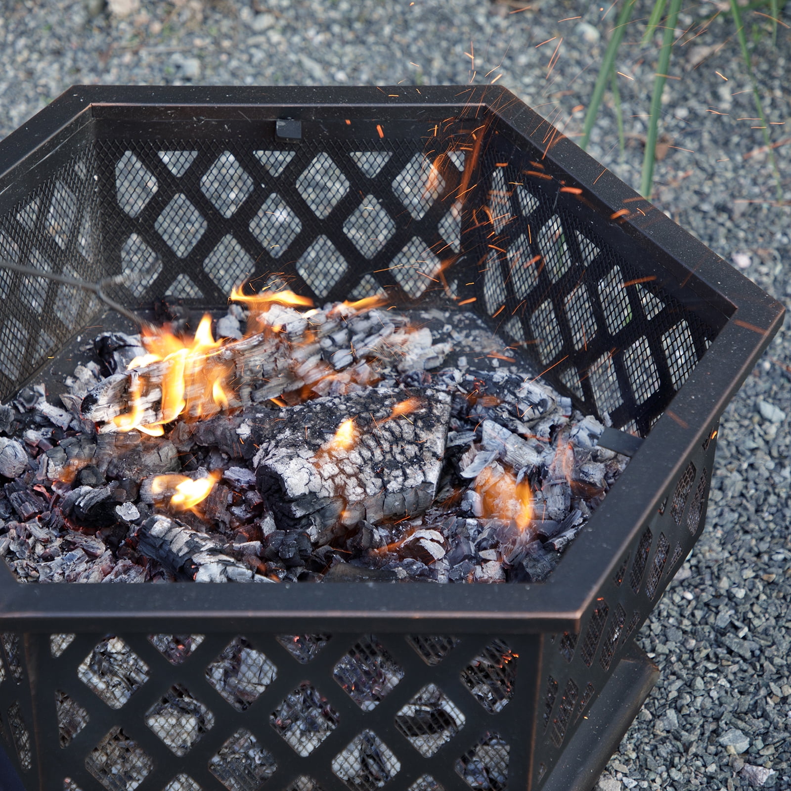 MistMo 33“ Hexagonal Outdoor Wood Burning Fire Pit
