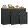 thumbnail image 7 of Homfa 47.2"W Kitchen Sideboard Credenza, Trash Can Cabinets Fits 12.5 Gallon Can, 2 Drawer Wood Buffet Storage Cabinet with Adjustable Shelf, Black, 7 of 7