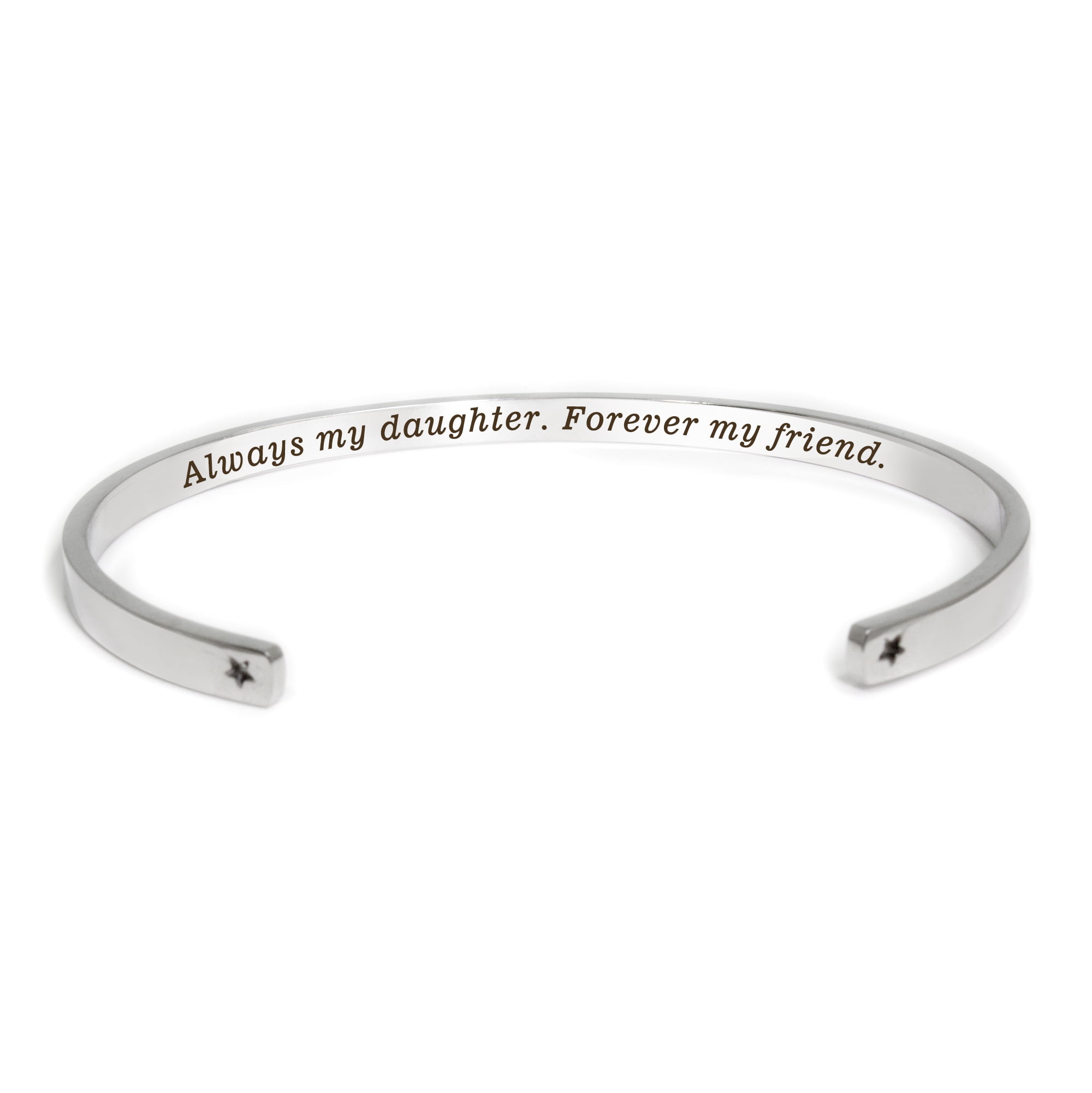 "Always my daughter…" Adjustable Silver Stainless Steel Cuff Bangle Mother's Day Gift Set